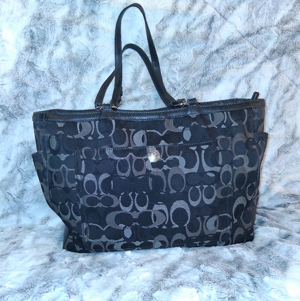 Coach Black and Gray 06' Baby Bag with Signature Monogram